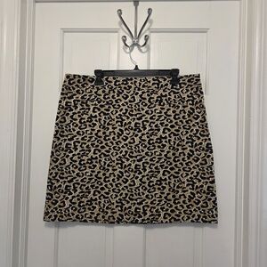 Talbots Cheetah Print Mini Skirt Womens Size 16 Side Zip  Lined Cotton